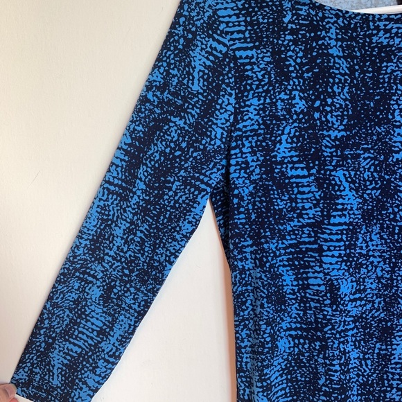 BCBGMaxAzria NWT $178 3/4 sleeve Pacific Blue Combo Dress - Picture 4 of 12